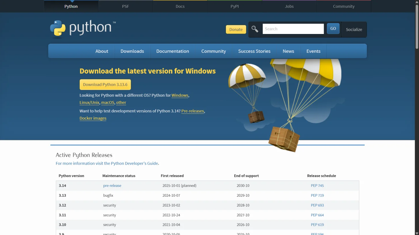 Download di website resmi Python