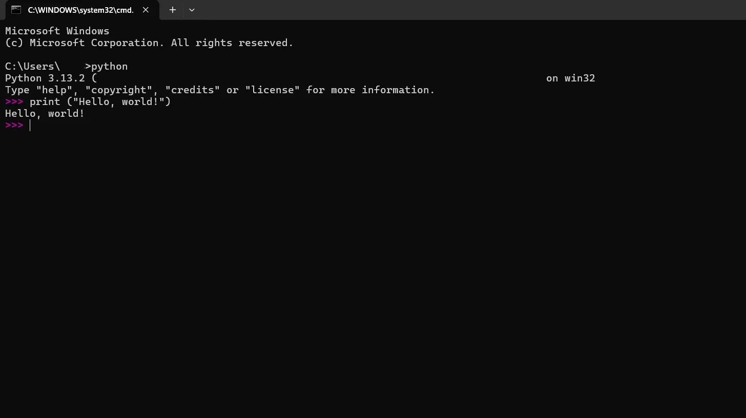 Cek apakah Python berjalan dengan lancar di terminal